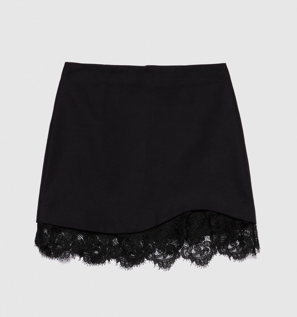 Mini skirt with lace - women's mini skirts - Black | Sisley image number 6